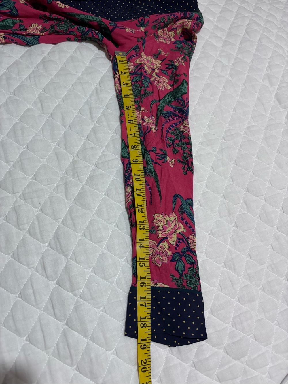 Anthropologie Maeve Fuchsia Floral Mini Dress with Navy Polka-Dot Bib Size 6 - Picture 7 of 10